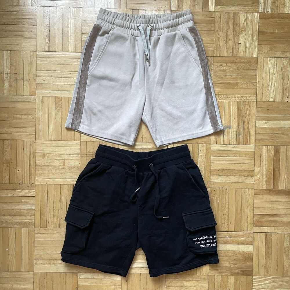 Maniere de Voir Fleece Shorts Womens Size Small Tactical Black Tan Cargo